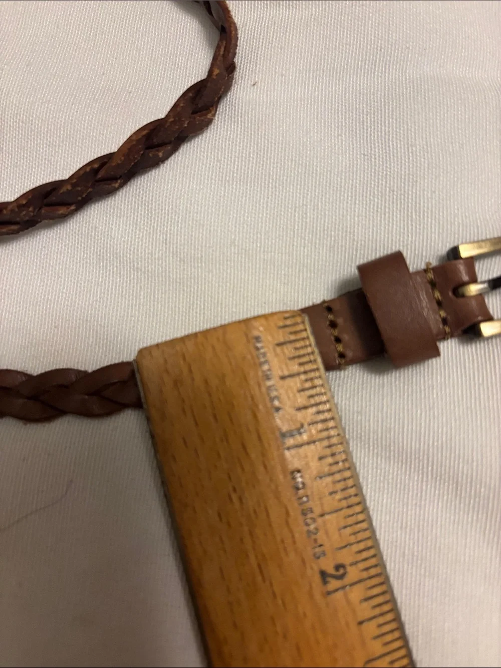 Skinny Double Loop Braided Brown Leather Women’s Belt Boho 90’s 68” long